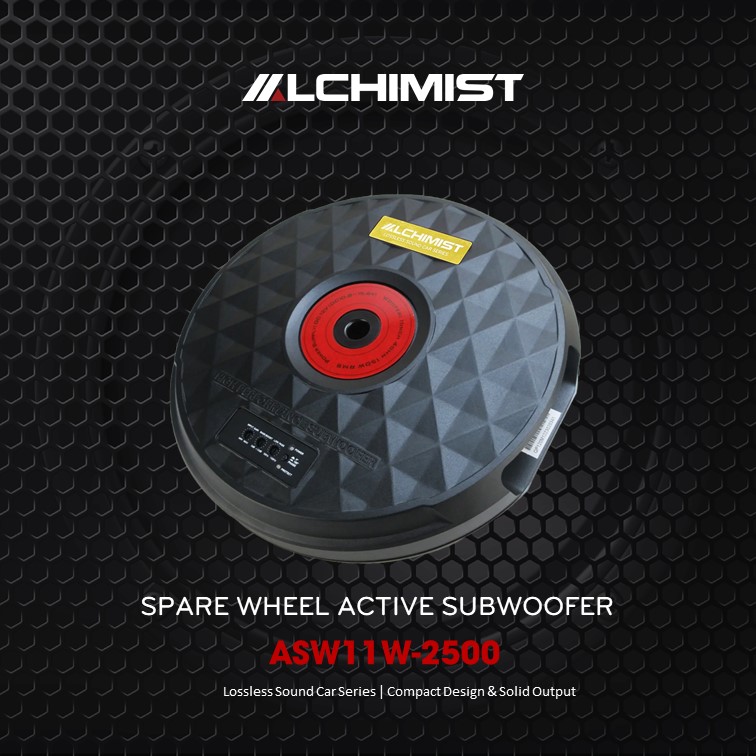 ALCHIMIST ASW11W-2500 ALCHIMIST ASW11W-2500 Alchimist ASW11W-2500 Car Active Under Spare Tire Subwoofer Built-in Power Amplifier